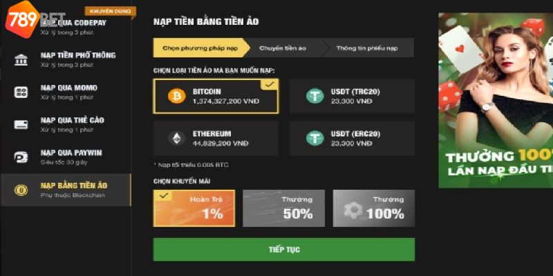 Cập nhật các phương thức nạp tiền đơn giản tại website 789bet